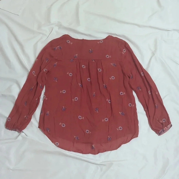 Lucky Brand Floral Peasant Top, Color Rust Size L - Picture 2 of 14